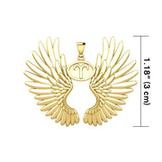 Guardian Angel Wings Solid Gold Pendant with Aries Zodiac Sign GPD5515