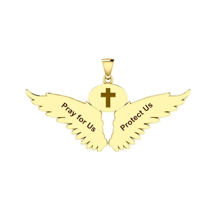 Guardian Angel Wings Solid Gold Pendant with Taurus Zodiac Sign GPD5516