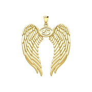 Guardian Angel Wings Solid Gold Pendant with Cancer Zodiac Sign GPD5518