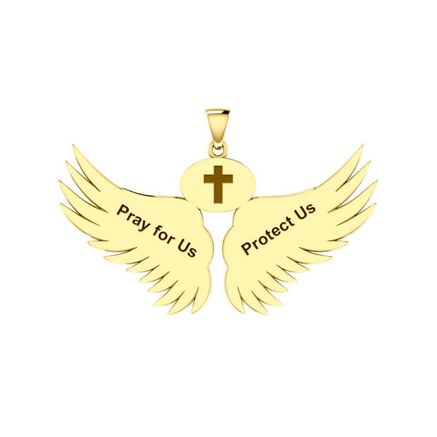 Guardian Angel Wings Solid Gold Pendant with Leo Zodiac Sign GPD5519