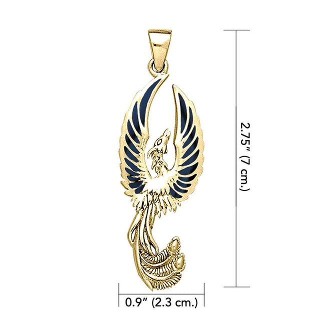 Alighting breakthrough of the Mythical Phoenix Solid Gold Pendant GPD5680