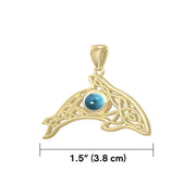 A gift of solitude ~ Solid Gold Celtic Whale Pendant with Gem GPD5694