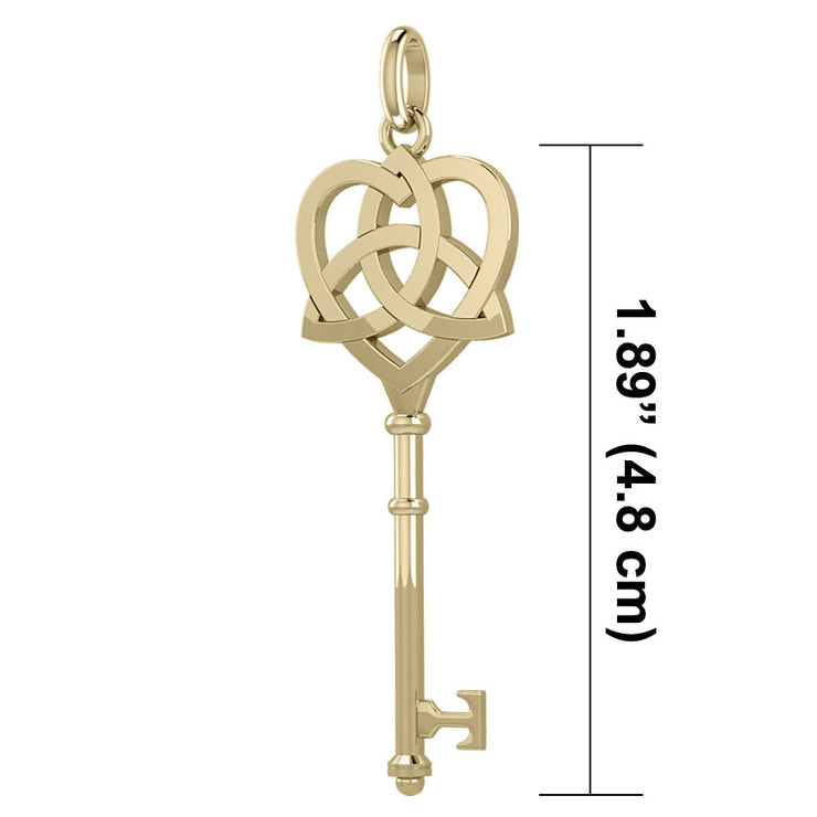 Celtic Heart Spiritual Enchantment Key Solid Gold Pendant GPD5708