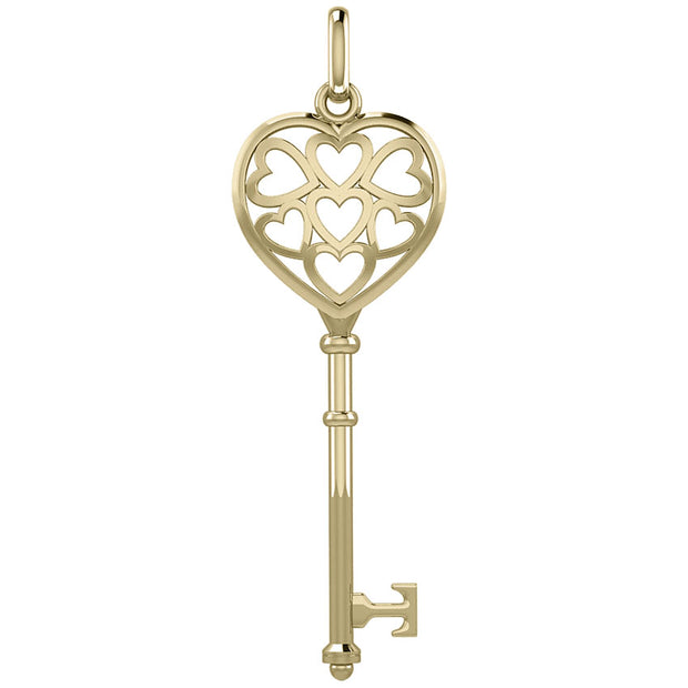 Heart Spiritual Enchantment Key Solid Gold Pendant GPD5709