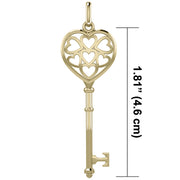 Heart Spiritual Enchantment Key Solid Gold Pendant GPD5709