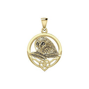 Celtic Owl Solid Gold Pendant GPD5718