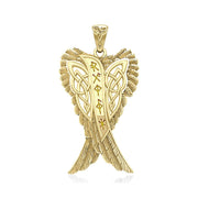 Celtic Angel Wings with Rune Symbols Solid Gold Pendant GPD5735