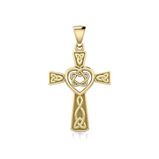 Celtic Cross with Heart Solid Gold Pendant GPD5808