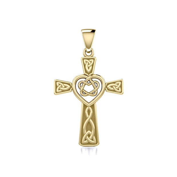 Celtic Cross with Heart Solid Gold Pendant GPD5808