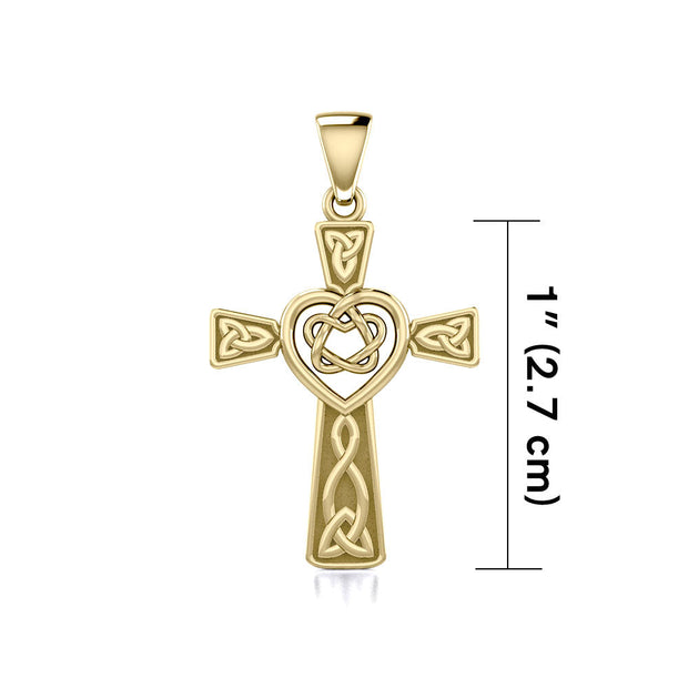 Celtic Cross with Heart Solid Gold Pendant GPD5808