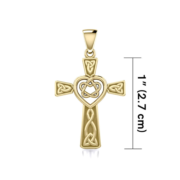 Celtic Cross with Heart Solid Gold Pendant GPD5808