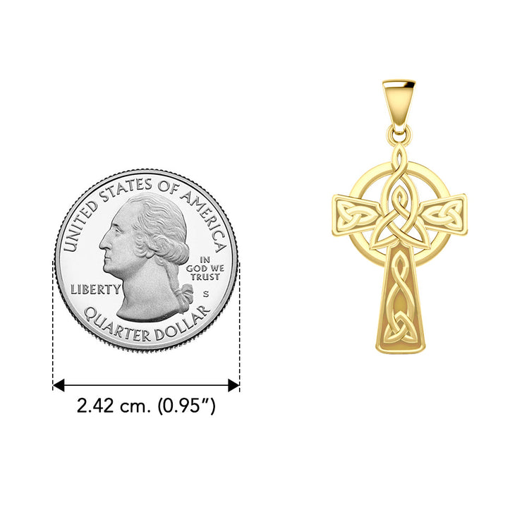 Celtic Cross with Trinity Knot Solid Yellow Gold Pendant GPD5809