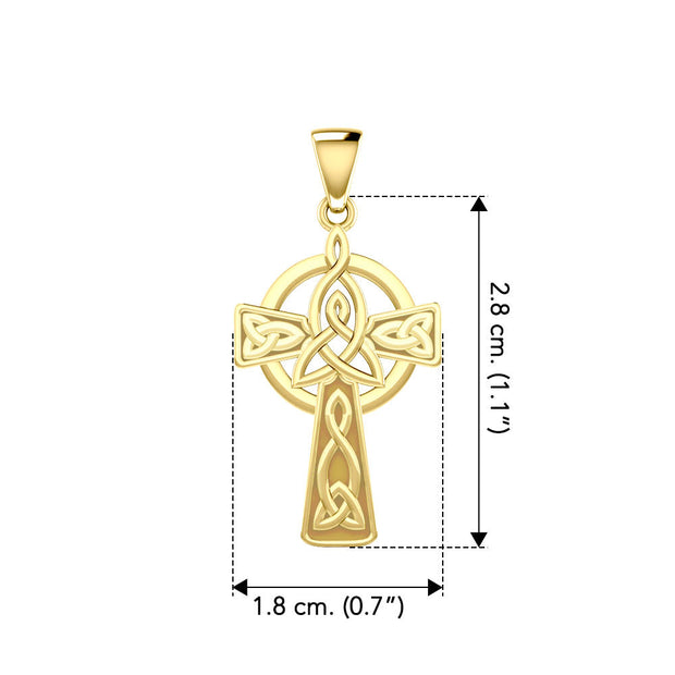 Celtic Cross with Trinity Knot Solid Yellow Gold Pendant GPD5809