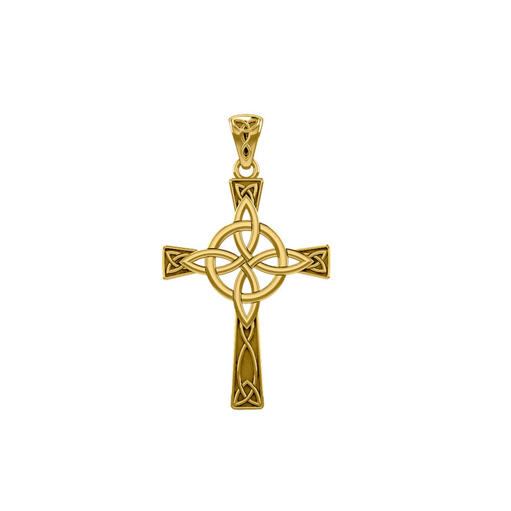 Celtic Cross with Four Point Knot Solid Gold Pendant GPD5811