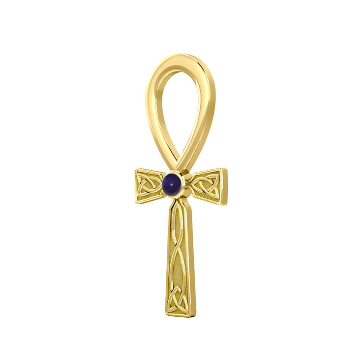 Celtic Ankh 14 K Solid Gold Pendant with Gem GPD5812