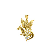 Dragon with Triquetra Solid Gold Pendant GPD5821