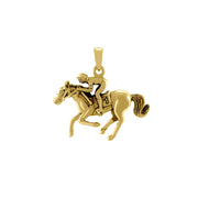Horse racing Solid Gold Pendant GPD5824
