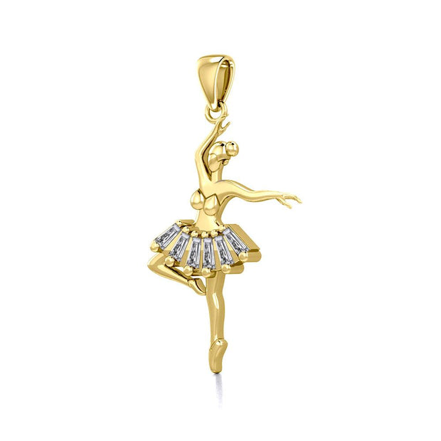 Ballet Pose Solid Gold Pendant with Gem GPD5829