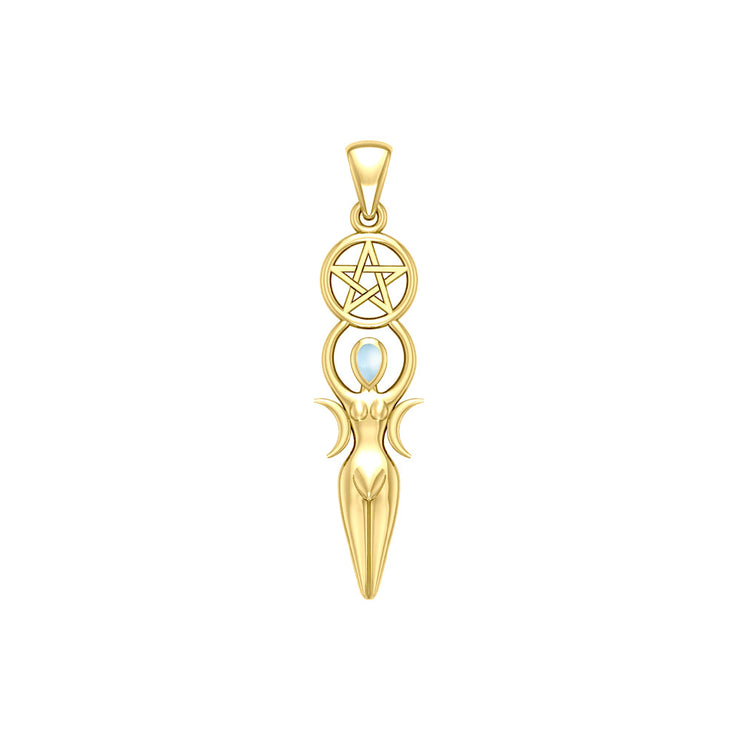 Goddess Solid Yellow Gold Pendant with Gemstone GPD5860