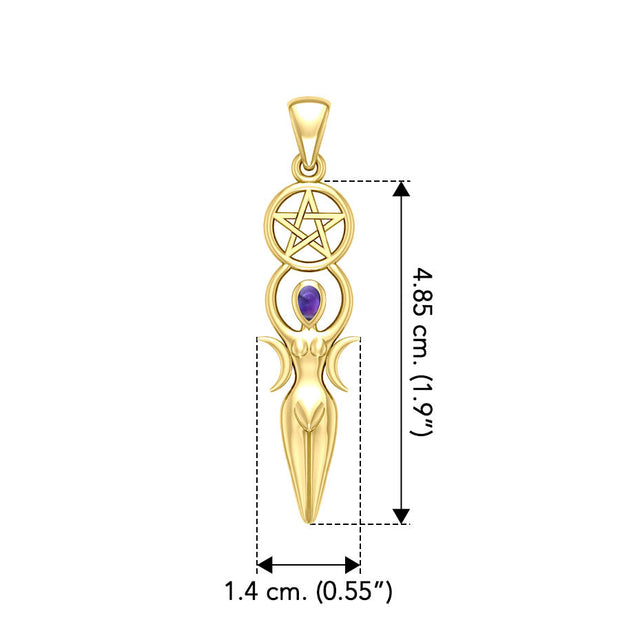 Goddess Solid Yellow Gold Pendant with Gemstone GPD5860