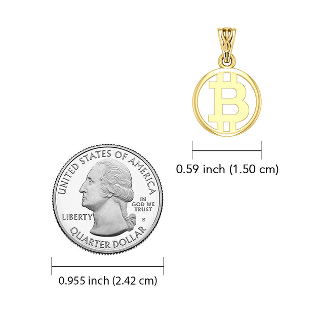 Bitcoin 14K Yellow Gold Small Pendant GPD5863