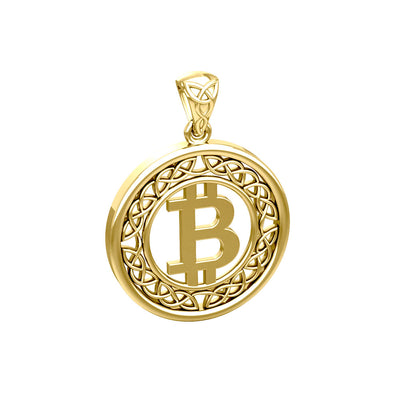 Celtic Bitcoin 14 K Solid Gold Small Pendant GPD5864