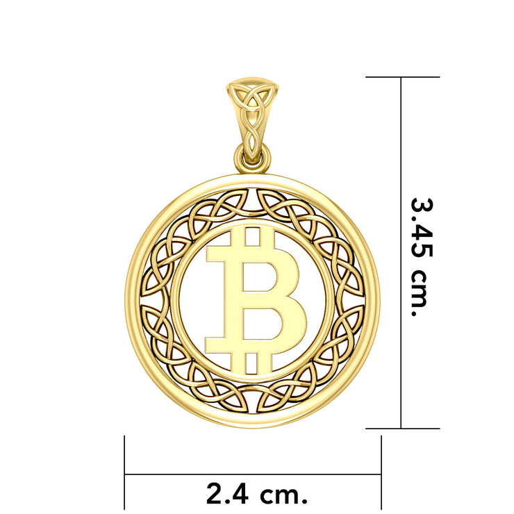 Celtic Bitcoin 14 K Solid Gold Small Pendant GPD5864