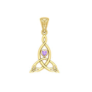 Celtic Mother Knot 14K Solid Gold Pendant with Gemstone GPD5911