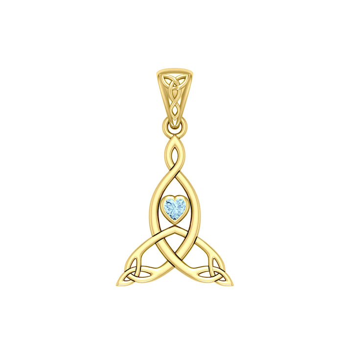 Celtic Mother Knot 14K Solid Gold Pendant with Gemstone GPD5911