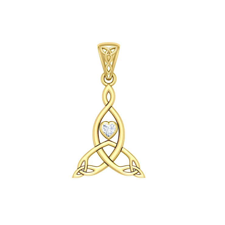 Celtic Mother Knot 14K Solid Gold Pendant with Gemstone GPD5911