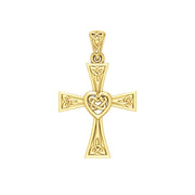 Celtic Cross with Heart 14K Solid Gold Pendant GPD5973