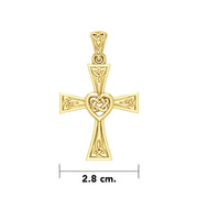 Celtic Cross with Heart 14K Solid Gold Pendant GPD5973