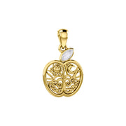 Celtic Spiritual Fruit Apple with Tree of Life 14K Solid Gold Pendant with Gemstone GPD5986