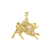 Large Celtic Rabbit or Hare Solid Gold Pendant GPD6038