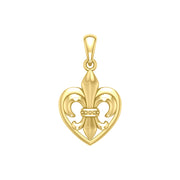A powerful Yellow Gold Jewelry Pendant Fleur-de-Lis and Heart GPD6067