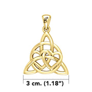Enchantment Yellow Gold Double Hearts Connected with Magic Celtic Triquetra Pendant - GPD6194 by Peter Stone