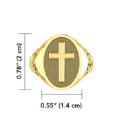 Modern Cross Solid Gold Signet Men Ring GRI1963