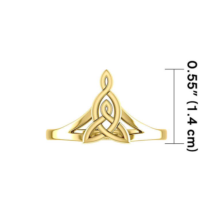 Celtic Motherhood Triquetra or Trinity Knot 14 K Solid Gold Ring GRI2262