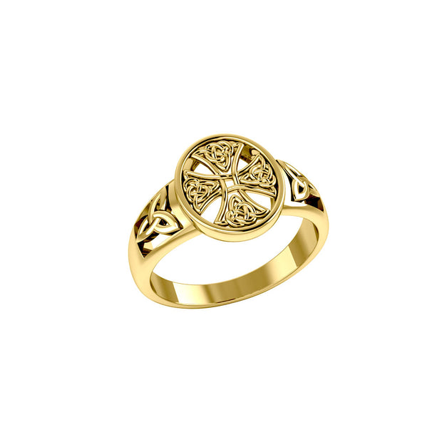 Celtic Cross 14 K Solid Gold Ring GRI2292