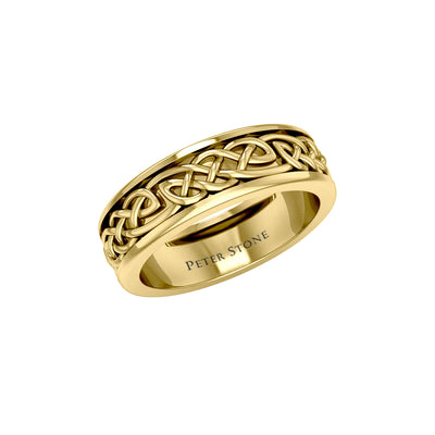 14 K Solid Gold Celtic Spinner Band Ring GRI770