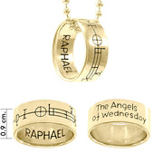 Archangel Raphael Sigil 14 Karat Solid Gold Ring with Ball Chain GSE669