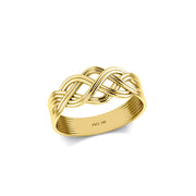 Banded Celtic Knotwork 14K Solid Gold Ring GSM226-14K