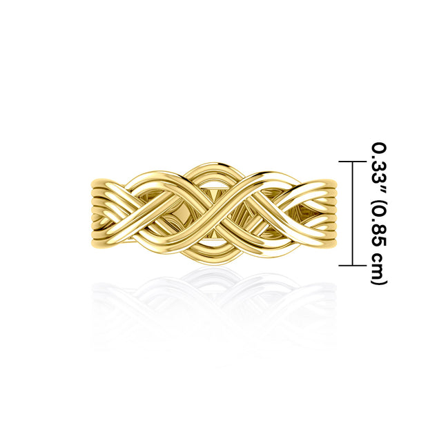Banded Celtic Knotwork 14K Solid Gold Ring GSM226-14K