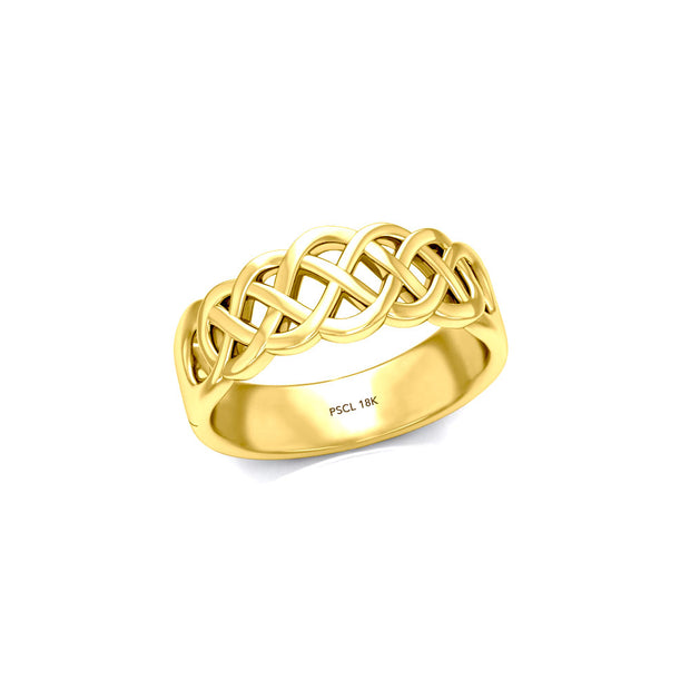 Celtic Knotwork 18K Solid Gold Ring GSM227-18K