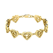 Celtic Knotwork and Hearts 14 Karat Solid Gold Bracelet GTBG737