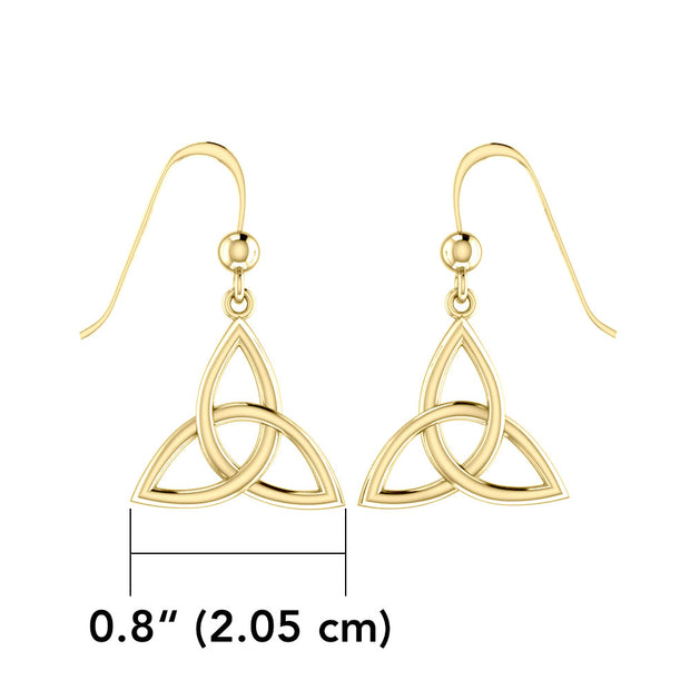 Endless Connection in Celtic Triquetra ~ Solid Gold Jewelry Dangling Earrings GTE128