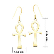 Large Ankh Solid Gold Earrings GTE2040