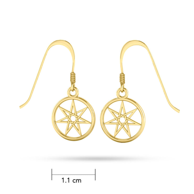 Elven Pentacle Gold Dangle Earrings GTE2807