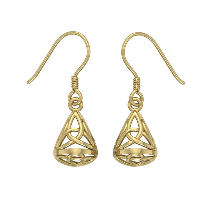 Celtic Knotwork Solid Gold Triquetra Filigree Earrings GTE683