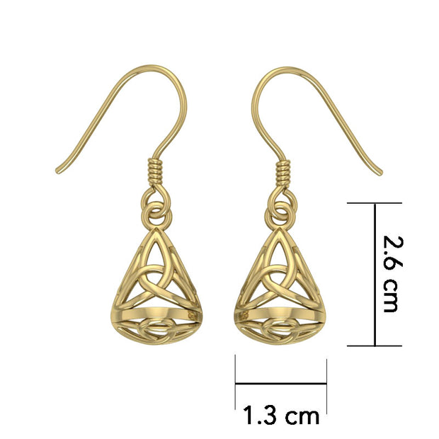 Celtic Knotwork Solid Gold Triquetra Filigree Earrings GTE683